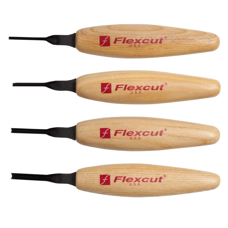 Flexcut Wood Carving Tools 45 Degree Parting Micro Tool Set of 6 MT600 | For Miniature and Fine Detail Work | 1095 High Carbon Steel Blade | Ash Hardwood Handle | Made in the U.S.A. - Image 1